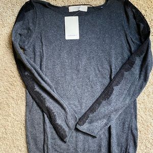 NWT Zara Knit Sweater with Lace Sleeves Large
